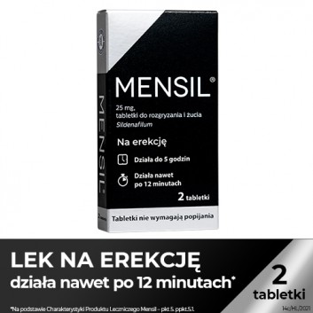 MENSIL 25mg - 2 tabl. Na problemy ze erekcją. - cena, opinie, właściwości - obrazek 1 - Apteka internetowa Melissa