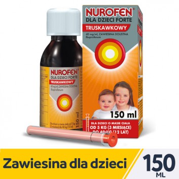 Nurofen dla dzieci Forte ibuprofen 200 mg 5 ml smak truskawkowy zawiesina, 150 ml - obrazek 1 - Apteka internetowa Melissa