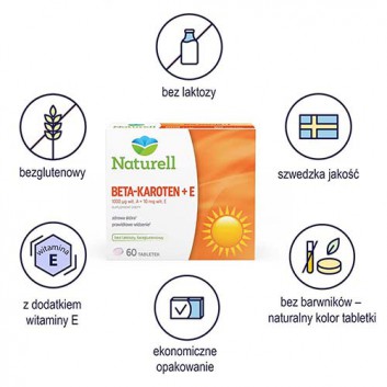 NATURELL Beta-karoten + E, 60 tabl. - obrazek 2