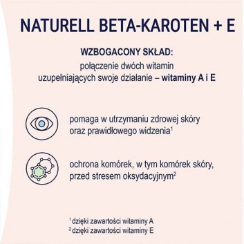 NATURELL Beta-karoten + E, 60 tabl. - obrazek 4 - Apteka internetowa Melissa