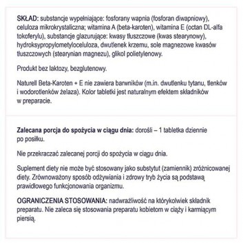 NATURELL Beta-karoten + E, 60 tabl. - obrazek 6