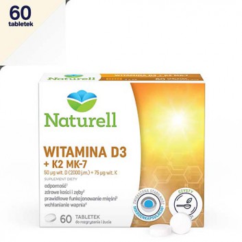 NATURELL Witamina D3 + K2 MK-7, 60 tabl.