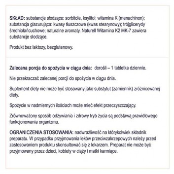 NATURELL Witamina K2 MK-7, 60 tabl. do ssania, cena, opinie, właściwości - obrazek 6