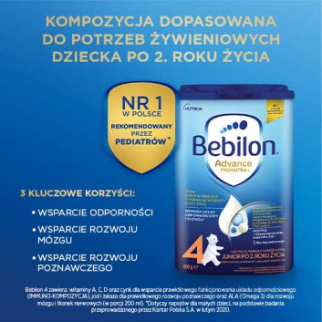 BEBILON 4 JUNIOR Pronutra-Advance Mleko modyfikowane w proszku, 800 g - ważny do 2024-06-04 - obrazek 2 - Apteka internetowa Melissa