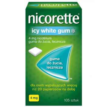 NICORETTE Icy White 4 mg, miętowe gumy na rzucanie palenia, 105 sztuk