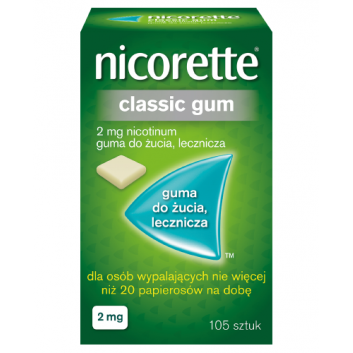NICORETTE Classic 2 mg, gumy do żucia na rzucanie palenia, 105 sztuk  - obrazek 1 - Apteka internetowa Melissa