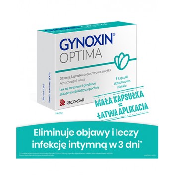 Gynoxin Optima 200 mg, na mieszane i grzybicze infekcje intymne, 3 kapsułki dopochwowe miękkie - obrazek 2 - Apteka internetowa Melissa
