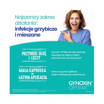 Gynoxin Optima 200 mg, na mieszane i grzybicze infekcje intymne, 3 kapsułki dopochwowe miękkie - obrazek 4 - Apteka internetowa Melissa