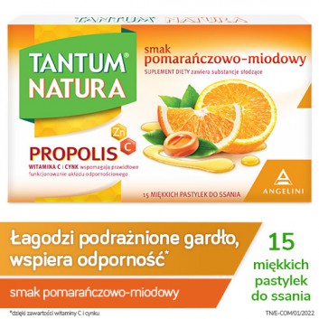 TANTUM NATURA Smak pomarańczowo - miodowy - 15 past. - obrazek 1 - Apteka internetowa Melissa
