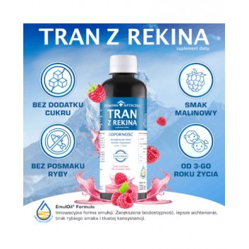 Domowa Apteczka Tran z rekina, płyn, smak malinowym, 330 ml - obrazek 4