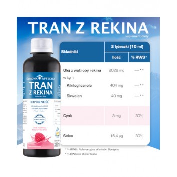 Domowa Apteczka Tran z rekina, płyn, smak malinowym, 330 ml - obrazek 5