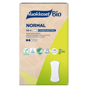 Vuokkoset, BIO, Wkładki Higieniczne z bawełny organicznej Normal, 26 sztuk - obrazek 1 - Apteka internetowa Melissa