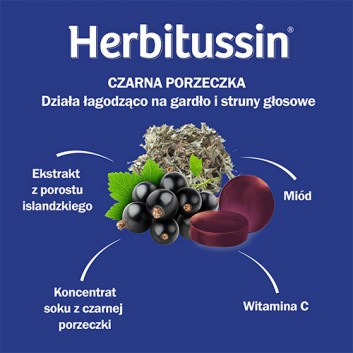  Herbitussin Czarna Porzeczka - 12 past. do ssania - cena, opinie, właściwości - obrazek 2 - Apteka internetowa Melissa