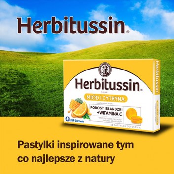 HERBITUSSIN POROST ISLANDZKI + Wit. C smak miód i cytryna - 12 past. do ssania - obrazek 5