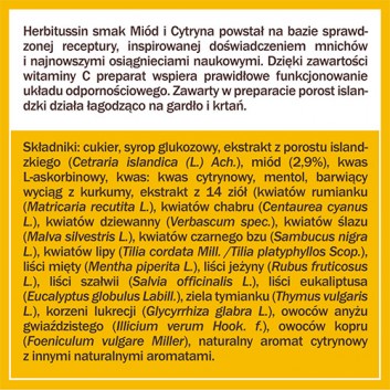 HERBITUSSIN POROST ISLANDZKI + Wit. C smak miód i cytryna - 12 past. do ssania - obrazek 6 - Apteka internetowa Melissa