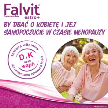 FALVIT Estro+ - 60 tabl. - uspakaja i łagodzi objawy menopauzy - cena, opinie, dawkowanie - obrazek 2 - Apteka internetowa Melissa