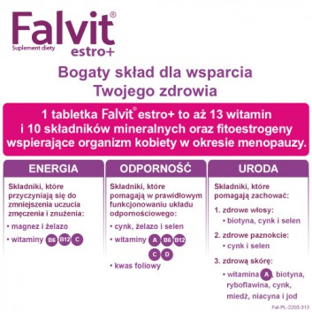 FALVIT Estro+ - 60 tabl. - uspakaja i łagodzi objawy menopauzy - cena, opinie, dawkowanie - obrazek 4 - Apteka internetowa Melissa