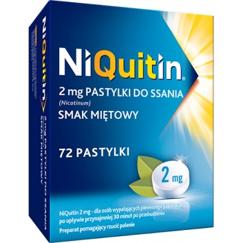 NIQUITIN Pastylki do ssania na rzucanie palenia o smaku miętowym 2 mg, 72 sztuki - obrazek 1 - Apteka internetowa Melissa