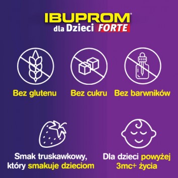 IBUPROM DLA DZIECI FORTE 200 mg/5 ml Zawiesina o smaku truskawkowym, 100 ml - obrazek 3 - Apteka internetowa Melissa