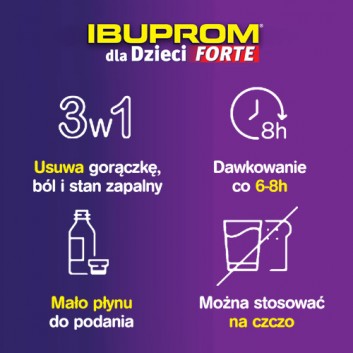 IBUPROM DLA DZIECI FORTE 200 mg/5 ml Zawiesina o smaku truskawkowym, 100 ml - obrazek 4