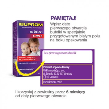 IBUPROM DLA DZIECI FORTE 200 mg/5 ml Zawiesina o smaku truskawkowym, 100 ml - obrazek 5 - Apteka internetowa Melissa