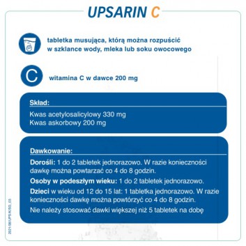 UPSARIN C 330 mg + 200 mg, 20 tabletek musujących - obrazek 3 - Apteka internetowa Melissa