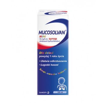 MUCOSOLVAN MINI, syrop na kaszel u dziecka o smaku owoców leśnych, 100 ml