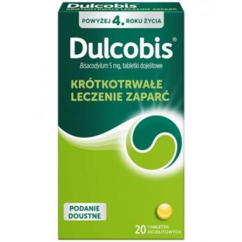 Dulcobis, 5 mg, tabletki dojelitowe na zaparcia, 20 sztuk