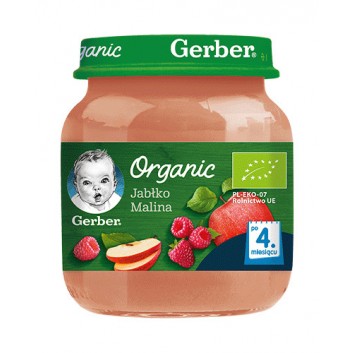 GERBER ORGANIC Jabłko Malina po 4 miesiącu - 125 g