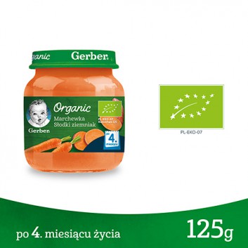 GERBER ORGANIC Marchewka Słodki ziemniak po 4 miesiącu - 125 g - obrazek 1 - Apteka internetowa Melissa