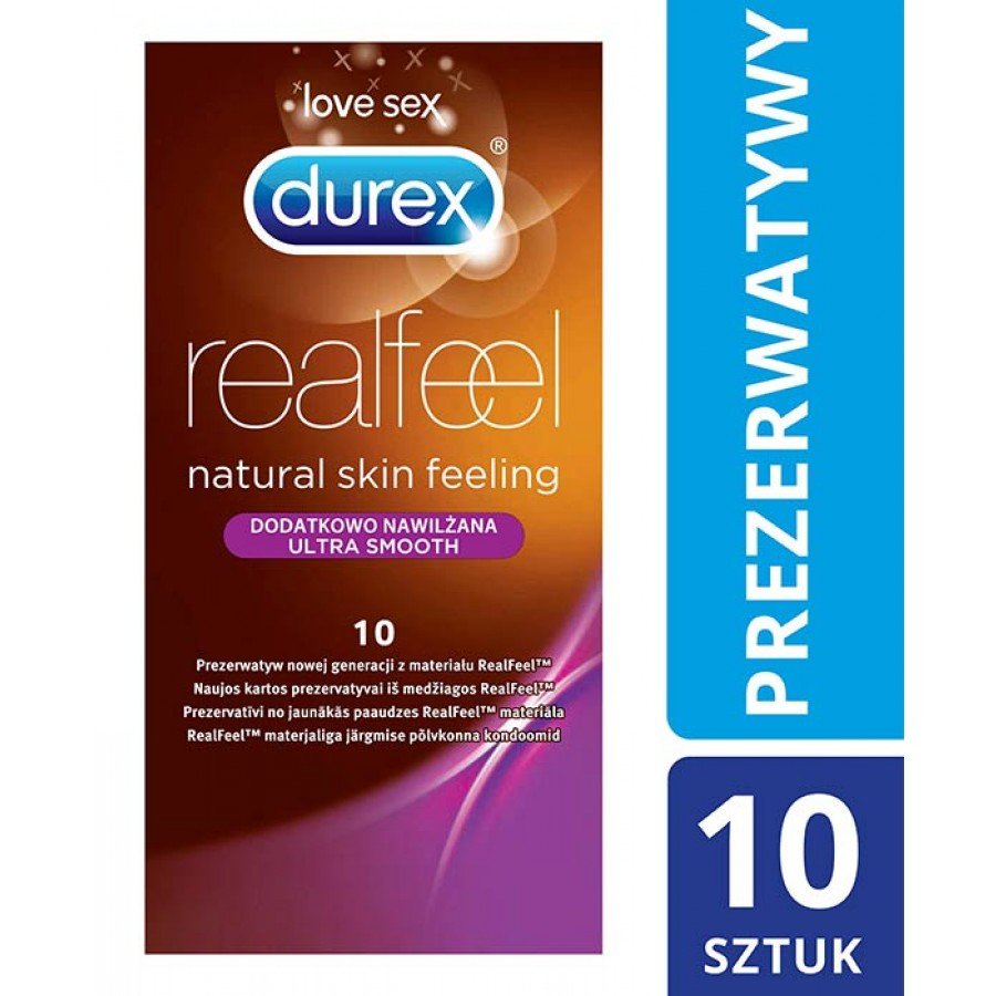 DUREX REAL FEEL Prezerwatywy nowej generacji nielateksowe dodatkowo nawilżane - 10 szt. - obrazek 1 - Apteka internetowa Melissa