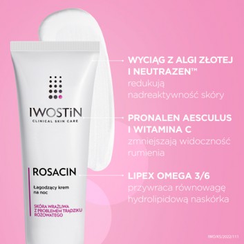 IWOSTIN ROSACIN Krem na noc zmniejszający rumień w trądziku różowatym - 40 ml - obrazek 4