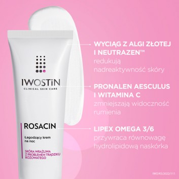 IWOSTIN ROSACIN Krem na noc zmniejszający rumień w trądziku różowatym - 40 ml - obrazek 4 - Apteka internetowa Melissa