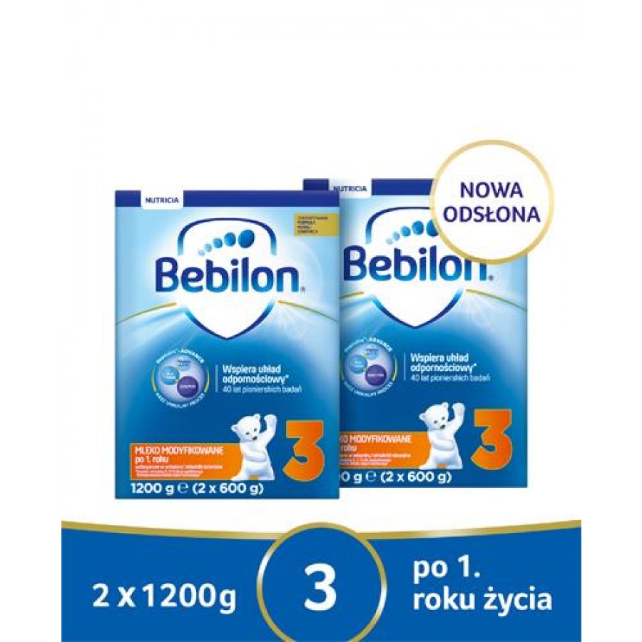 BEBILON 3 JUNIOR Pronutra­-Advance Mleko modyfikowane w proszku - 2x1200 g  - obrazek 1 - Apteka internetowa Melissa