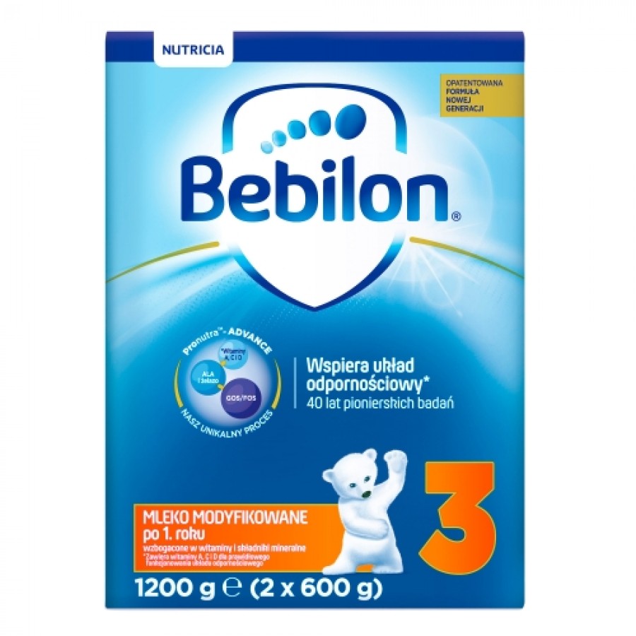 BEBILON 3 JUNIOR Pronutra­-Advance Mleko modyfikowane w proszku - 2x1200 g  - obrazek 2 - Apteka internetowa Melissa