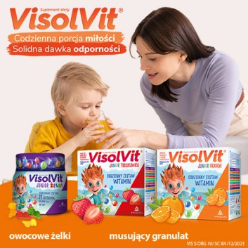 VisolVit Junior Orange, witaminy dla dzieci po 3 r.ż., musujący proszek o smaku pomarańczowym, 10 sasz., cena, opinie, wskazania - obrazek 6