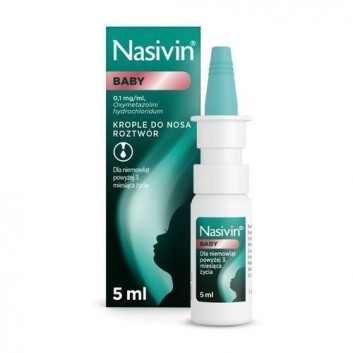 NASIVIN BABY 0,01 mg/ml Krople dla niemowląt powyżej 3 miesiąca życia, 5 ml - obrazek 1 - Apteka internetowa Melissa