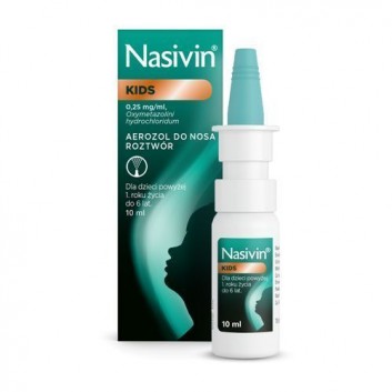 NASIVIN KIDS 0,25 mg/ml Aerozol do nosa, 10 ml. Na zatkany nos u dziecka - obrazek 1 - Apteka internetowa Melissa