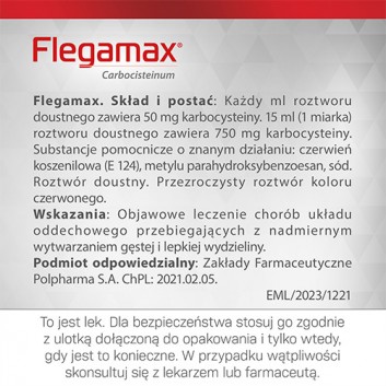 FLEGAMAX 50 mg/ml - 120 ml syrop na kaszel - opinie, stosowanie, ulotka - obrazek 7 - Apteka internetowa Melissa