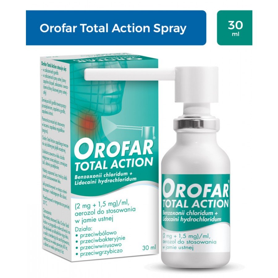 OROFAR TOTAL ACTION Aerozol na gardło - 30 ml - obrazek 1 - Apteka internetowa Melissa