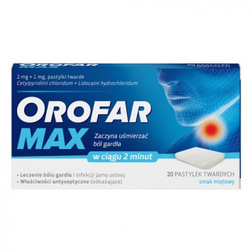 OROFAR MAX, 20 pastylek na ból gardła - obrazek 2 - Apteka internetowa Melissa