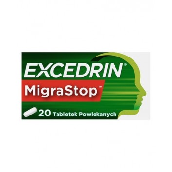 Excedrin MigraStop, 250 mg + 250 mg + 65 mg, tabletki powlekane, 20 sztuk