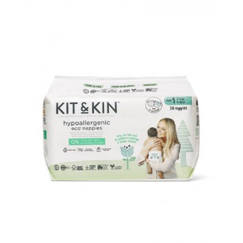 Kit and Kin, Biodegradowalne Pieluszki Jednorazowe 1 Mini 2-5 kg, 38 sztuk - obrazek 1 - Apteka internetowa Melissa