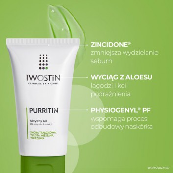 IWOSTIN PURRITIN Żel do mycia twarzy - 150 ml - cena, opinie, skład - obrazek 4 - Apteka internetowa Melissa