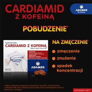 CARDIAMID Z KOFEINĄ Smak cytrusowy, 8 pastylek - obrazek 2