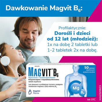 Magvit B6, tabletki dojelitowe, 50 sztuk USZKODZONE OPAKOWANIE KARTONOWE - obrazek 6