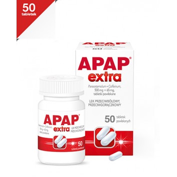 APAP EXTRA - Paracetamol 500 mg + kofeina 65 mg - 50 tabl. - obrazek 1 - Apteka internetowa Melissa