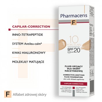 PHARMACERIS F Fluid kryjący dla skóry naczynkowej SPF20 10 porcelain - 30 ml - obrazek 3