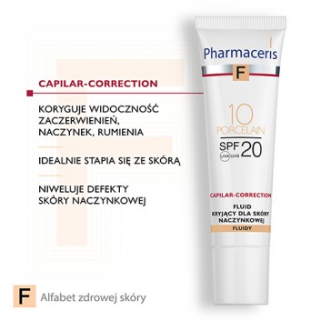PHARMACERIS F Fluid kryjący dla skóry naczynkowej SPF20 10 porcelain - 30 ml - obrazek 4