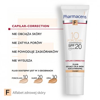 PHARMACERIS F Fluid kryjący dla skóry naczynkowej SPF20 10 porcelain - 30 ml - obrazek 5